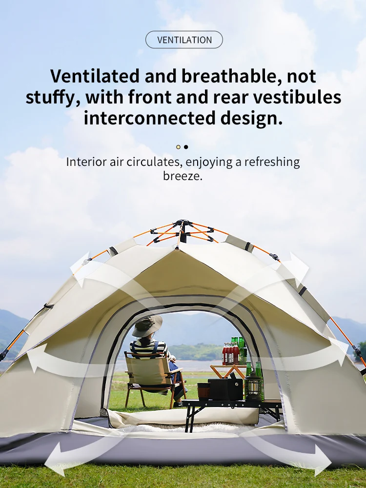 Outdoor Folding Tent Fully Automatic Quick Opening Tent 3-4 Person Self Driving Camping Tent Rain Proof Sun Proof Portable - Image 15