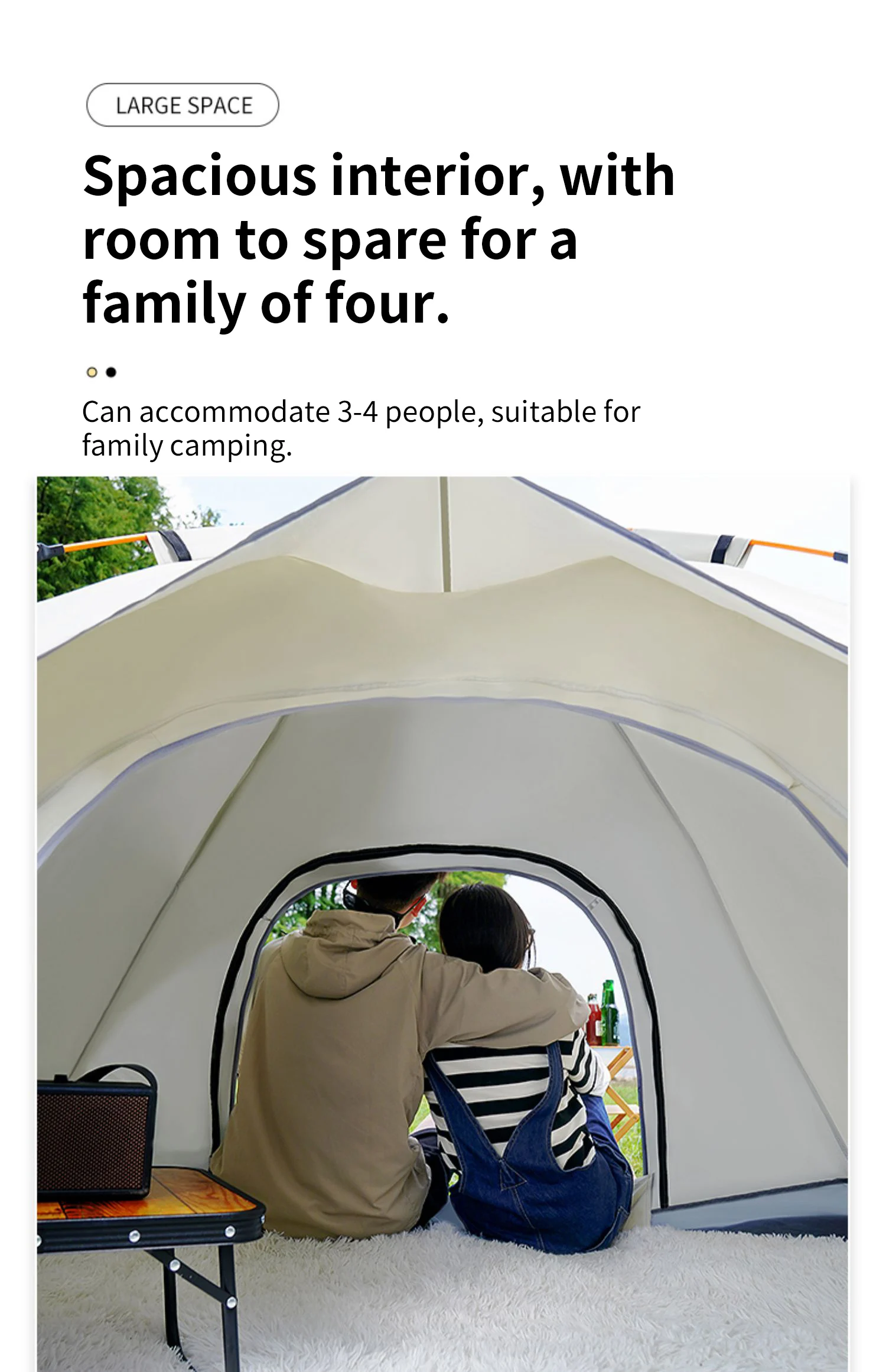 Outdoor Folding Tent Fully Automatic Quick Opening Tent 3-4 Person Self Driving Camping Tent Rain Proof Sun Proof Portable - Image 16