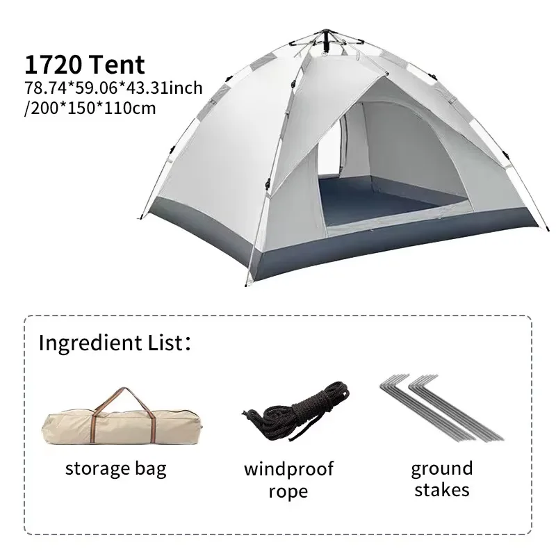 Outdoor Folding Tent Fully Automatic Quick Opening Tent 3-4 Person Self Driving Camping Tent Rain Proof Sun Proof Portable - Image 7