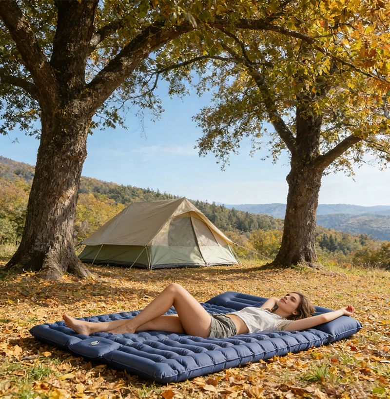 Double Sleeping Pad with Pillows 3 Colors Built-In Foot Pump Ultralight Camping Sleeping Mats Compact for Travel Hiking Backpacking - Image 15