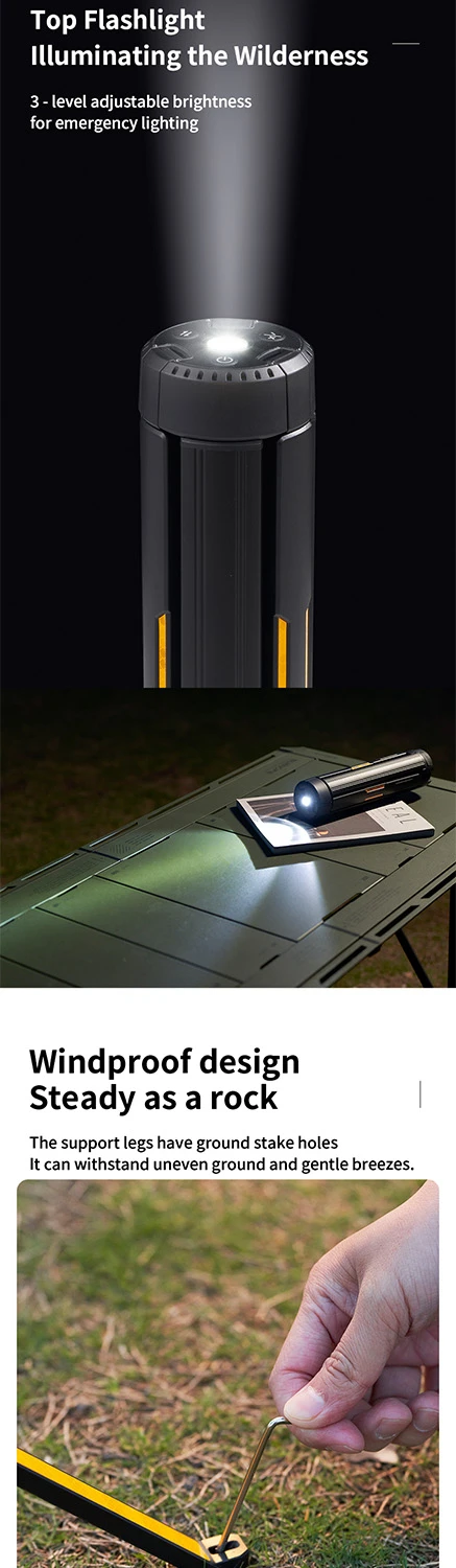 Telescopic Camping Light 15600mAh Rechargeable Lantern, Waterproof Collapsible Outdoor LED Flashlight for Hiking Tent - Image 13
