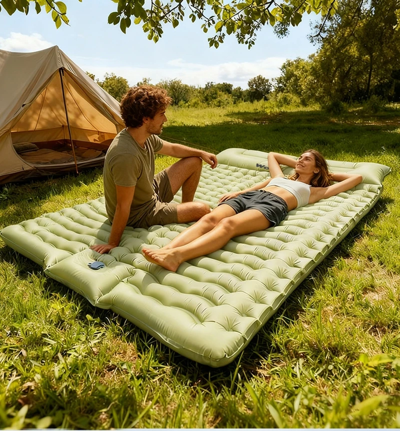 Double Sleeping Pad with Pillows 3 Colors Built-In Foot Pump Ultralight Camping Sleeping Mats Compact for Travel Hiking Backpacking - Image 12