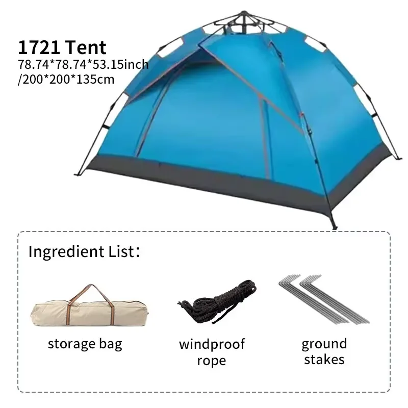 Outdoor Folding Tent Fully Automatic Quick Opening Tent 3-4 Person Self Driving Camping Tent Rain Proof Sun Proof Portable - Image 12