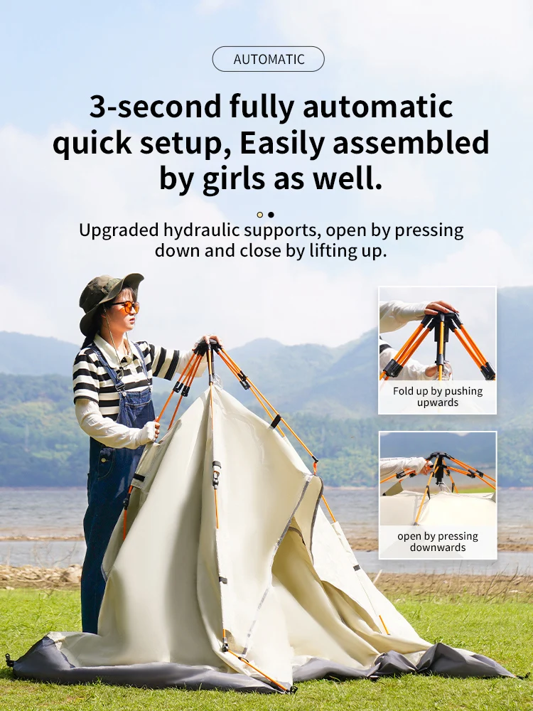 Outdoor Folding Tent Fully Automatic Quick Opening Tent 3-4 Person Self Driving Camping Tent Rain Proof Sun Proof Portable - Image 17