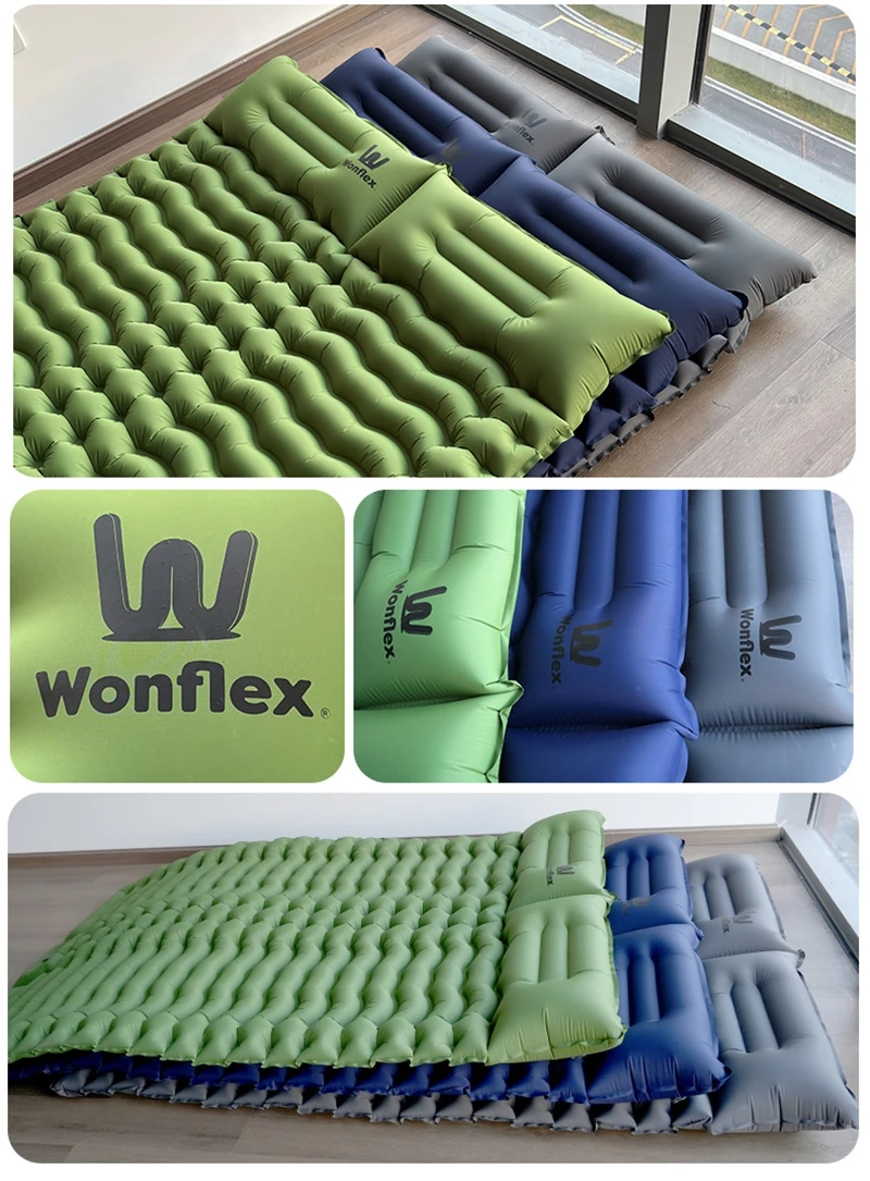 Double Sleeping Pad with Pillows 3 Colors Built-In Foot Pump Ultralight Camping Sleeping Mats Compact for Travel Hiking Backpacking - Image 19