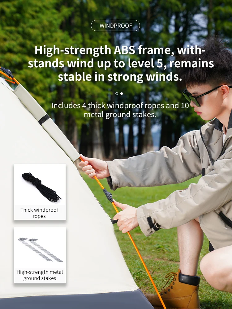 Outdoor Folding Tent Fully Automatic Quick Opening Tent 3-4 Person Self Driving Camping Tent Rain Proof Sun Proof Portable - Image 21