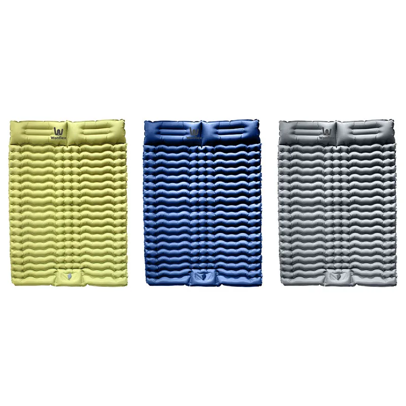 Double Sleeping Pad with Pillows 3 Colors Built-In Foot Pump Ultralight Camping Sleeping Mats Compact for Travel Hiking Backpacking - Image 5